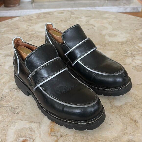 Vintage Fluevog Austin Safety Hogs Chunky Steel Toe Leather Loafers - Picture 3 of 13
